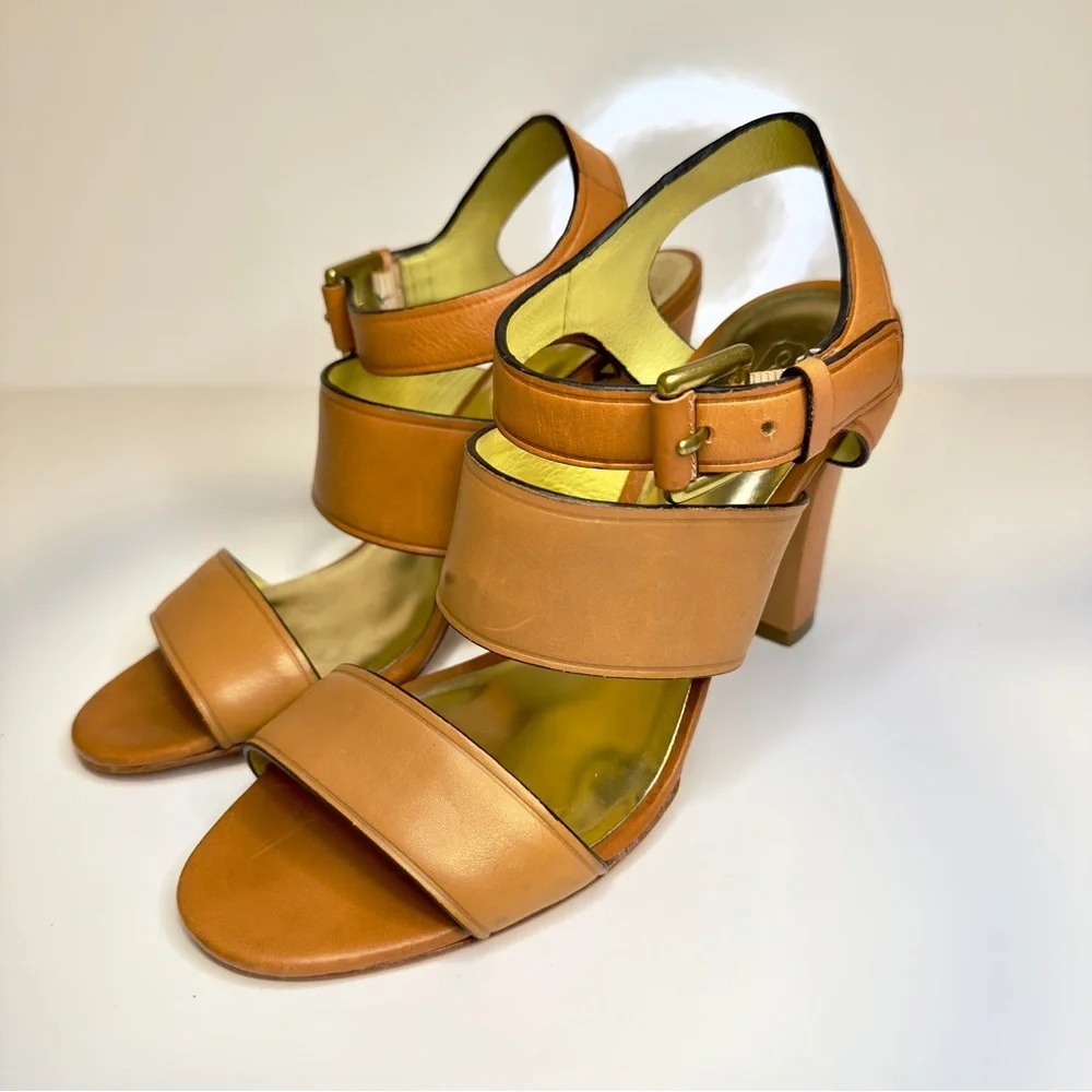 Coach Tan Leather Strappy Heeled Sandals – Size 8B (US) - Picture 1 of 7